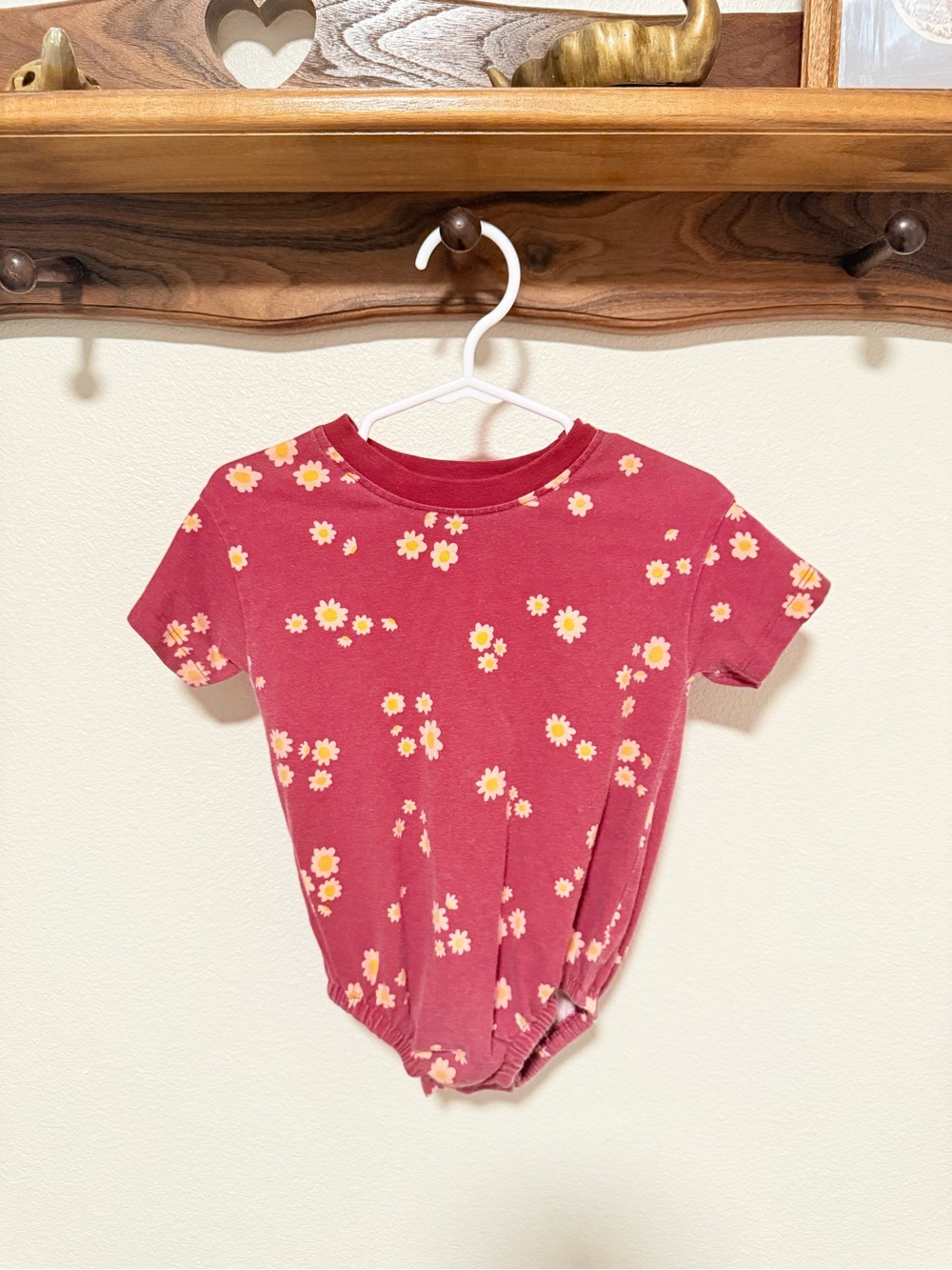 Cat & Jack Rose Pink Floral Short-Sleeve One-Piece